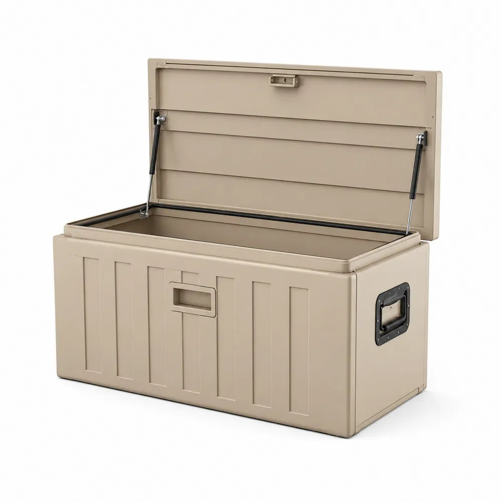 Baule da Esterno in Resina Beige 120x56x63 cm