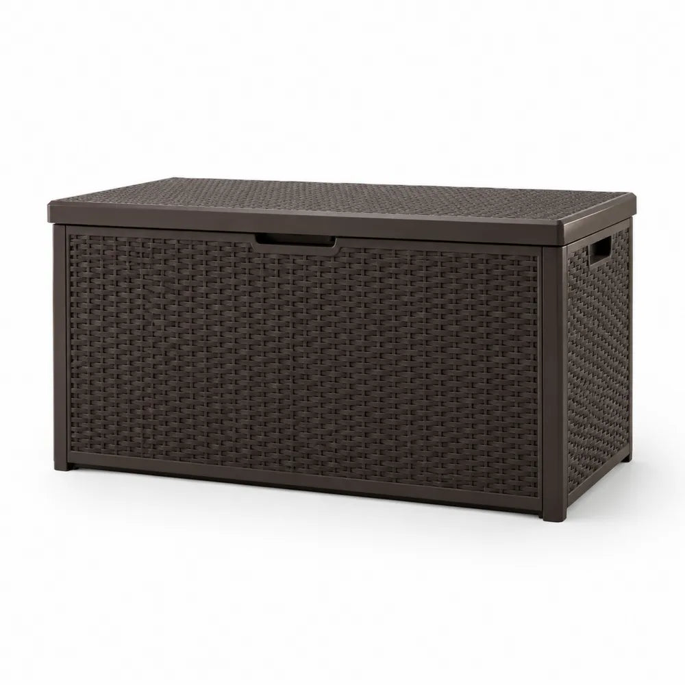 Baule in Resina Intrecciata Marrone Scuro 117x45x58 cm