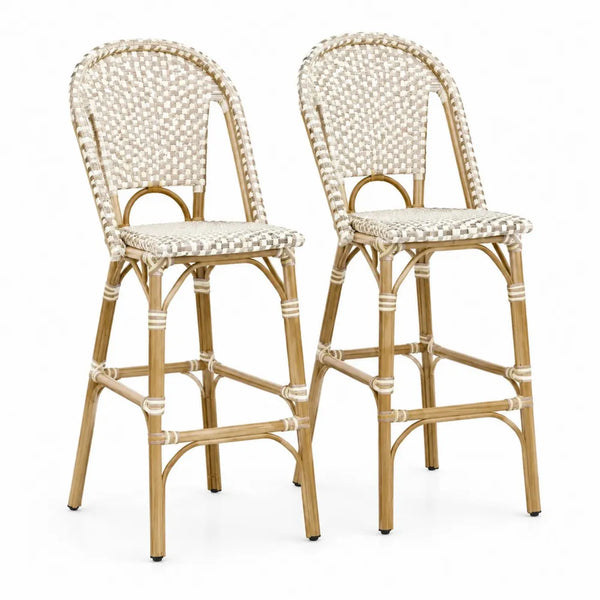 Set di 2 sgabelli da bar in rattan e vimini sintetico 110cm