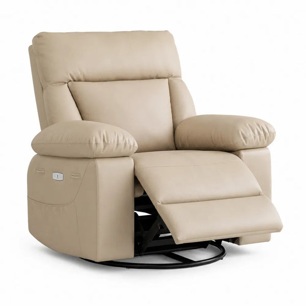 Poltrona Reclinabile in Pelle Sintetica Beige