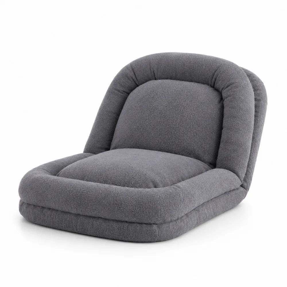 Poltrona da Pavimento in Tessuto Bouclé Grigio