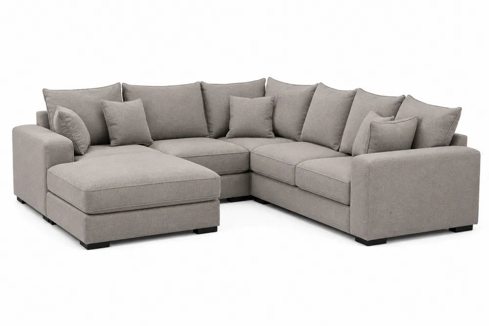 Divano angolare in tessuto con chaise longue