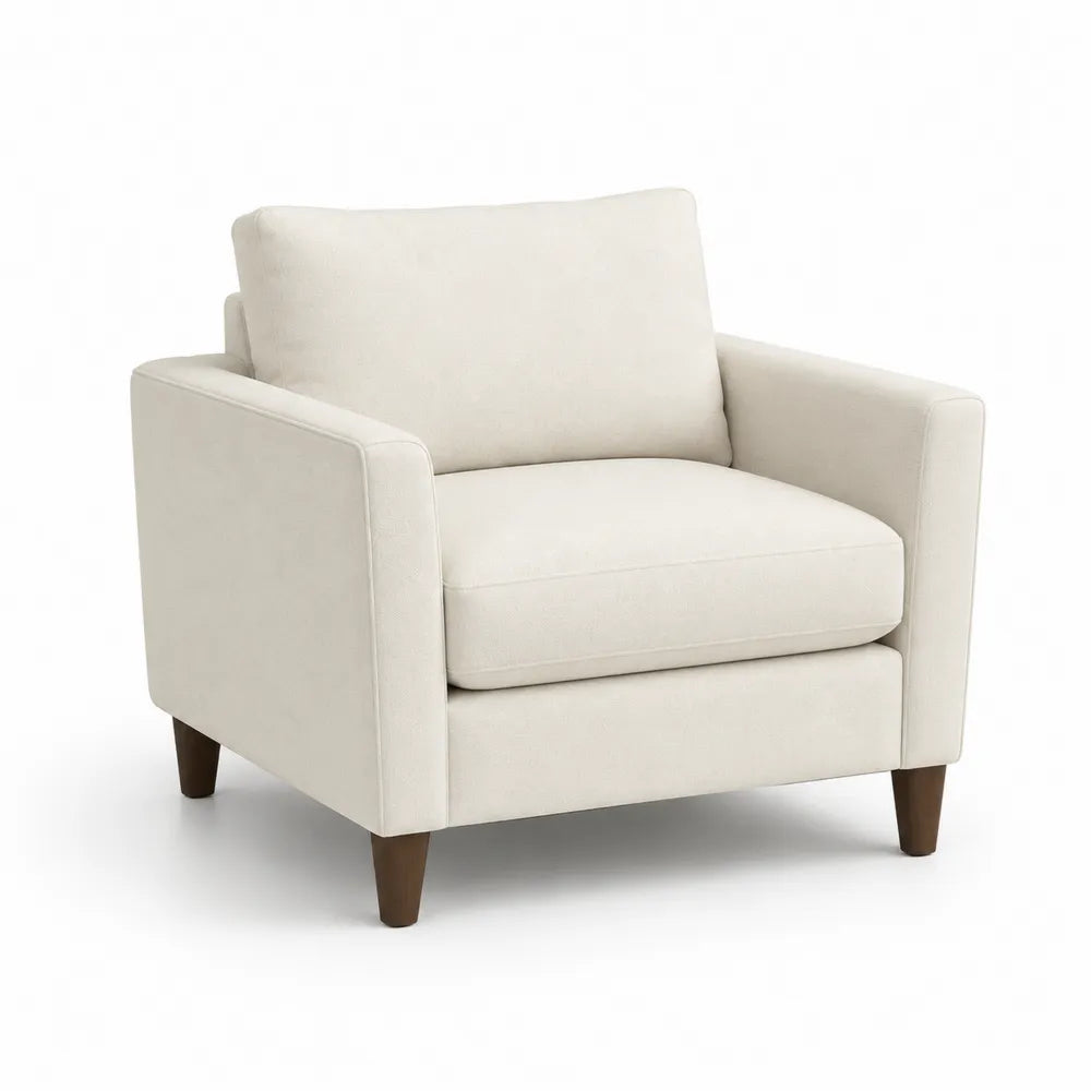 Poltrona in Tessuto con Gambe in Legno