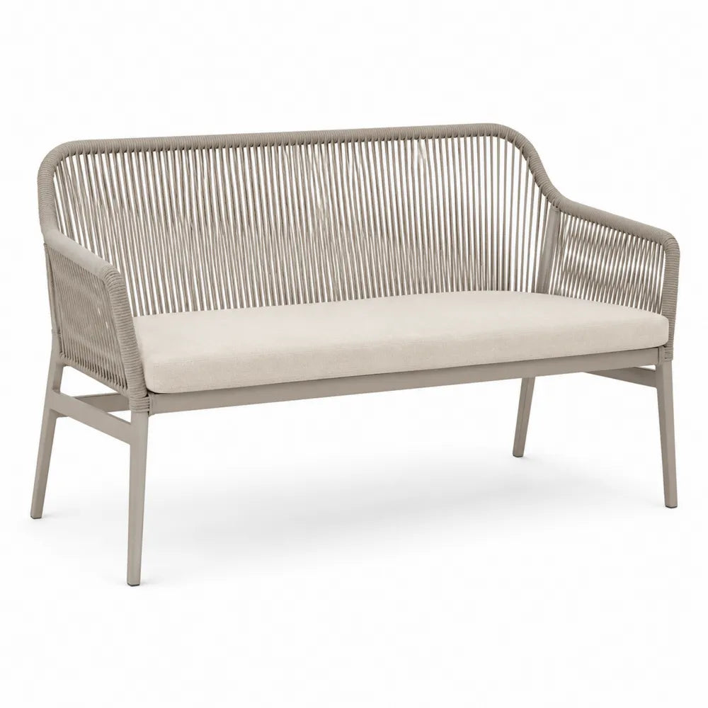 Divano da giardino in alluminio e corda beige
